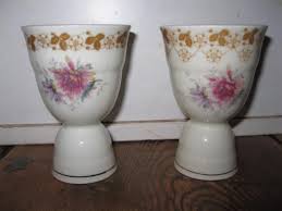 Lot Of 2 Porcelain Footed Egg Cups With Pink Blue Purple ...