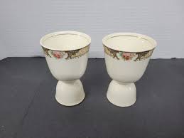 Vintage lot of 2 - Double Egg Cup Handpainted Floral W/ Gold ...