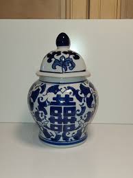Ginger Jar Chinese Porcelain Blue & White Lidded Vintage 9 ...