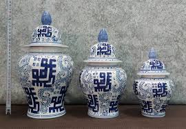 Handmade Ceramic Ginger Jar Set: Chinoiserie Bleu Blanc ...