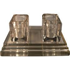 Desk set in heavy cut glass. For Sale at Ruby Lane