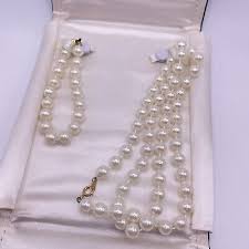 Vintage Costume Arnold's Jewelry Faux Peal Necklace & Bracelet Set With Case | eBay