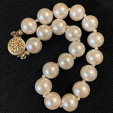 Vtg Elegant Champagne Glass Faux Pearl Bracelet Knotted ...
