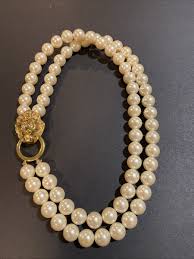 Vintage KJL for Avon Lion Door Knocker, Double Strand Faux ...