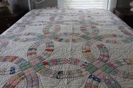 Vintage Double Wedding Ring Feed Sack Quilt - 1920s / 1930s Calico Feed Sack Cotton Muslin Quilt - Hand Quilted Dbl Wedding Ring Bedspread - Etsy