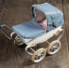 Vintage French RED (like Doucet) Doll Pram Buggy Carriage W ...