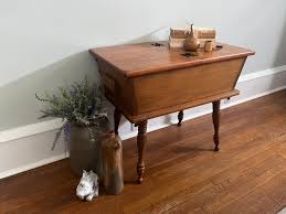 Vintage Early American Wood Dough Box - Solid Maple End Table Wood Dough Box With Hinged Lid End Table and Storage - Etsy