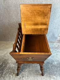 Vintage Mid 20th Century Ethan Allen Solid Maple Dough Box Flip Top Side Table | Chairish