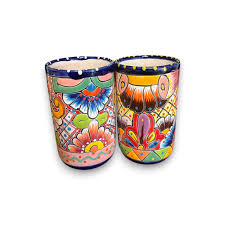 Talavera Tumbler Cup – Hand-Painted Mexican Ceramic Glass