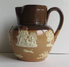 Royal Doulton Stoneware Jug or Pitcher moulded Farming Scene ...