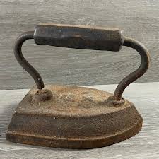 Antique Gold Tone Primitive Cast Iron Flat Sad Iron 1800s ...