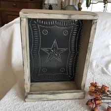 Punched Tin Wall Box. Punched Tin Star and Borders in Wood Box to Hang on Wall for Display. Great Shop Decoration.. - Etsy UK