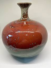 Pier One Imports Pottery Drip Glaze Ball Vase Red Green Blue ...