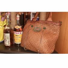 Handmade Woven Leather Tote Bag in Cognac Brown ...