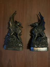 Antique Gothic Pair Bronze? Griffins Dragons Snakes Andirons | eBay