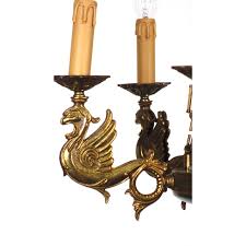 French Empire Brass Swan Chandelier from Unbekannt, 1940s | Chairish