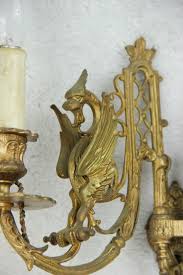 Antique French bronze Gothic Castle Dragon piano Wall lights sconces | FF-Antiques
