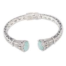 18k Gold-Accented Cuff Bracelet with Amazonite Gems ...