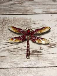 Dragonfly Brooch Pin Red And Gold Enamel With Red Crystals ...