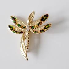 Buy Vintage Dragonfly Brooch Golden Metal Decorated With Rhinestones 1950 Online in India - Etsy