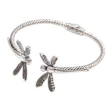 Sterling Silver Cuff Bracelet with Dragonfly Motif - Mindful Dragonfly | NOVICA Canada