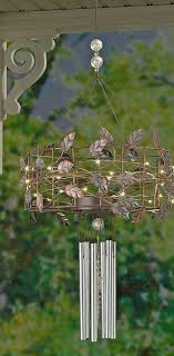 LED Light Up Wind Chime Chandelier Large Copper Leaf Outdoor ...