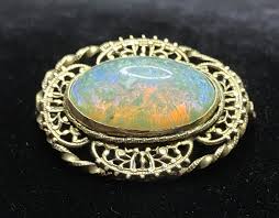 OOAK Stunning Antique Art Glass Jelly Opal Brooch Dragons ...