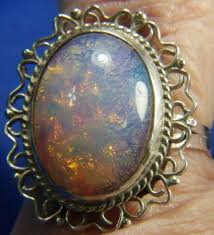 ART DECO VINTAGE 0.925 STERLING SILVER 1" FOIL ART GLASS ...