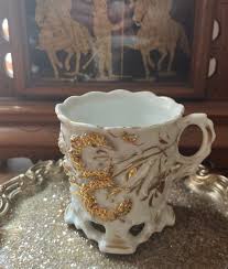 Antique Victorian Men's Shaving Mug, White Porcelain, Cut ...