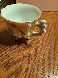 VTG Occupied Japan Tea Cup White Gold Accent Mini Filigree ...