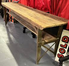 ANTIQUE PRIMITIVE 8' LONG SOLID WOOD TABLE w/ FOLDING LEGS ...