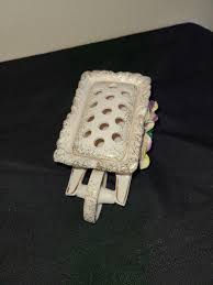 Vintage ESD Wheelbarrow Planter Vase Flower Frog Pink With Gold Trim Pansies | eBay