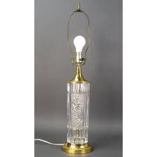 Dresden Signed Crystal Cut & Brass Etched Floral Table Lamp ...