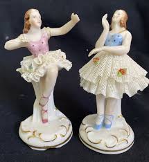 2 Vintage Porcelain Ballerinas Made in Occupied Japan, Lace ...