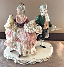 Vintage Dresden Art Porcelain Victorian Dancing Couple w/ Parrot 7-1/2" *Read* | eBay