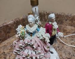 Vintage Dresden Porcelain Lamp - Etsy