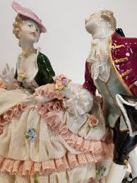 Original Unterweissbach Porcelain, Figures "Woman in lace and man" For Sale at 1stDibs | unterweissbach figurines, unter weiss bach porcelain, porcelain victorian lady figurines