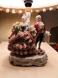 Vintage Victorian Dresden Porcelain Lamp, Germany | Chairish