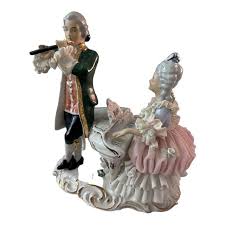 RARE Dresden Figurine Porcelain & Lace Man Playing... | Depop