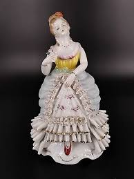 Vintage 1950s Japan Lady Victorian Colonial Applied Ruffles ...