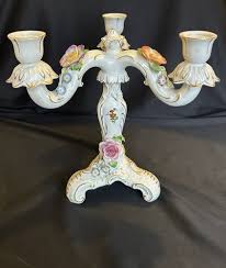 Von Schierholz Hand Painted Porcelain Candelabra Floral ...