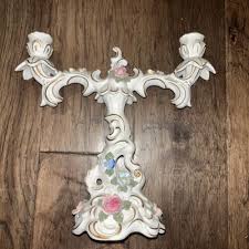 Antique Dresden Porcelain 2 Arm Candelabra Floral ...