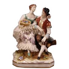 Antique Lace Capodimonte Ernst Bohne Figural Group Figurine Woman . For Sale at Ruby Lane