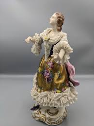 Vintage Large German Volkstedt Porcelain Lace Figurine ...