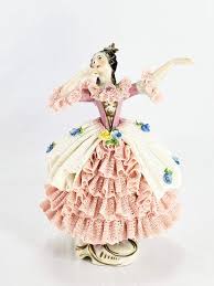Antique Porcelain Volkstedt Dresden Lace Ballroom Figurine ...