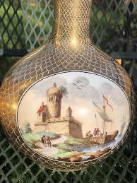 TWO ANTIQUE DRESDEN PORCELAIN VASES HAND PAINTED 24 K GERMAN ...