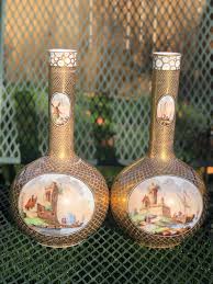Two Antique Dresden Porcelain Vases Hand Painted 24 K German ...