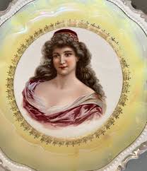 2 Antique Victorian 10.75" Empire China Portrait Plates of ...