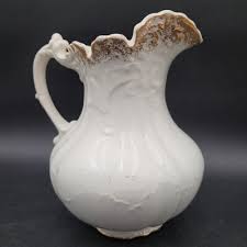 Antique c.1905 Dresden Semi Porcelain White Water Pitcher ...