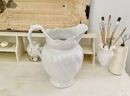 Antique Water Pitcher White Ironstone Porcelain, Stamped ...